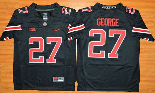 Buckeyes #27 Eddie George Black Commemorative Stitched Youth NCAA Jersey - Click Image to Close